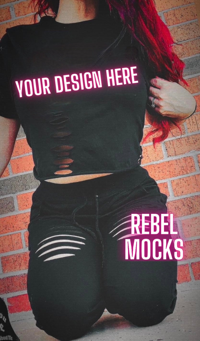 Grungy Alt Vibez Black Tee Model Mock Up