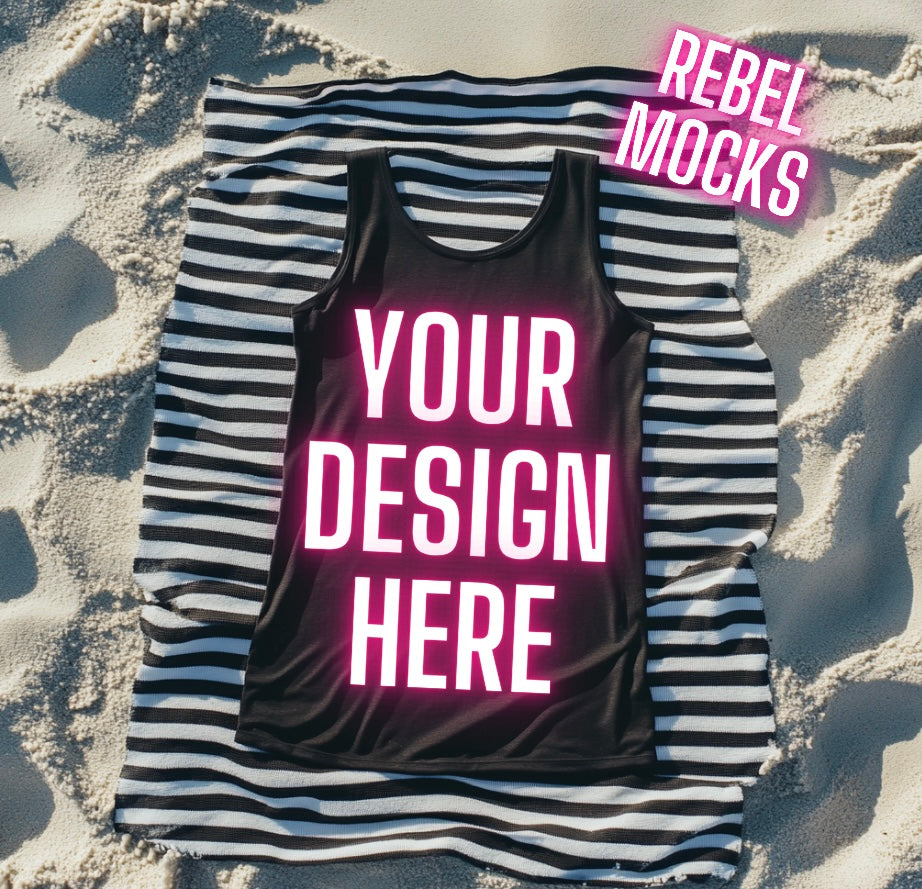 Black Tank Goth Alt Beach flat lay Mock Up