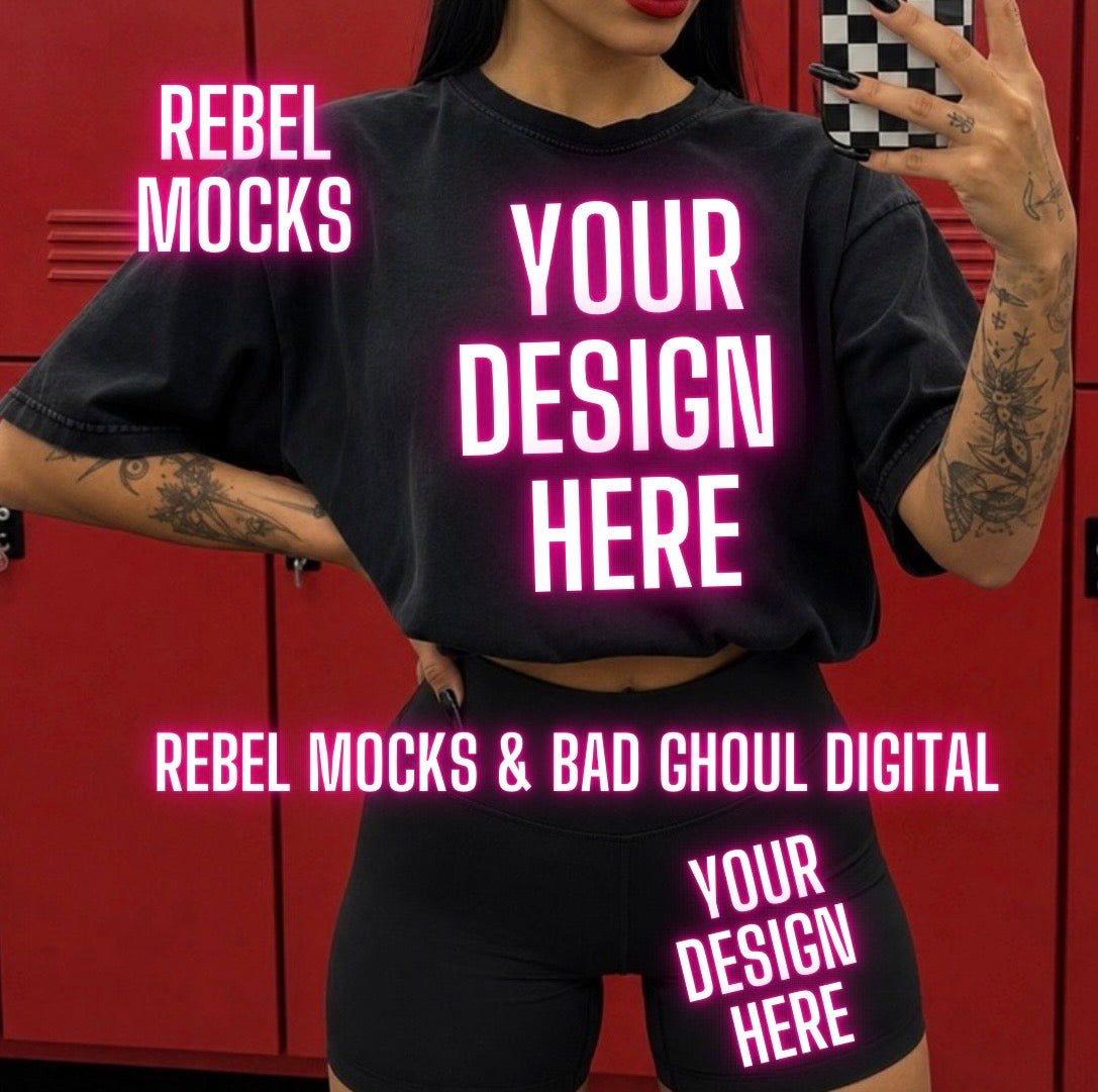 Black Tee|Edgy Gym Alternative Mock Up