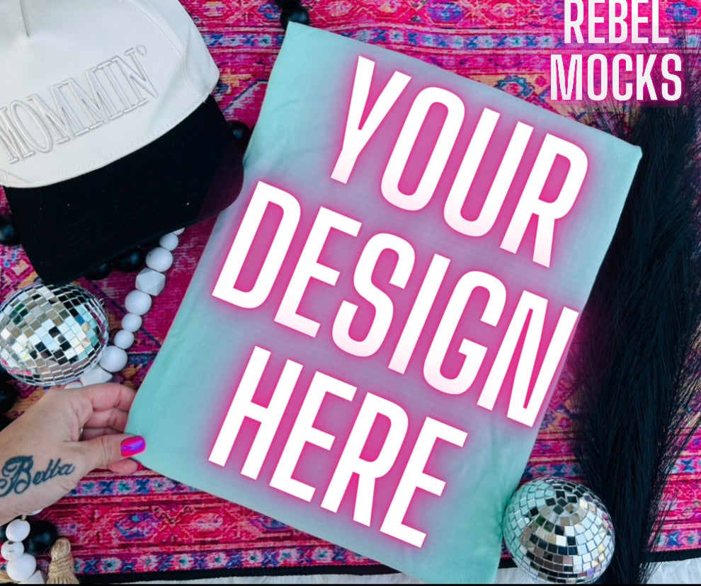 Comfort Colors chalky Mint Trendy Mock Up Flat Lay