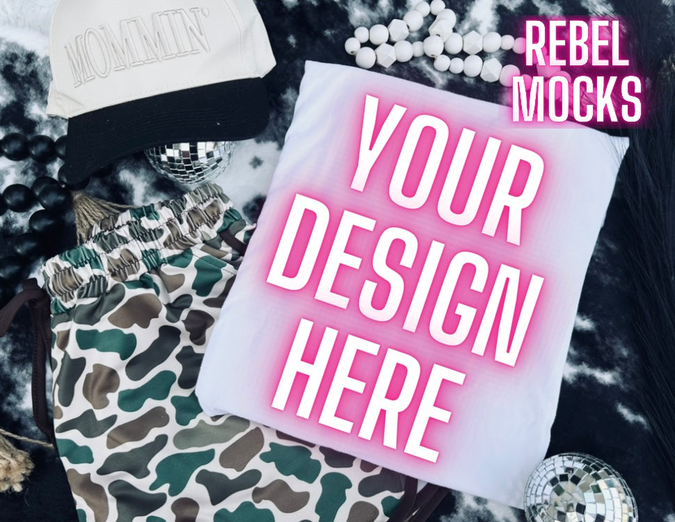 White Trendy Mock Up Flat Lay