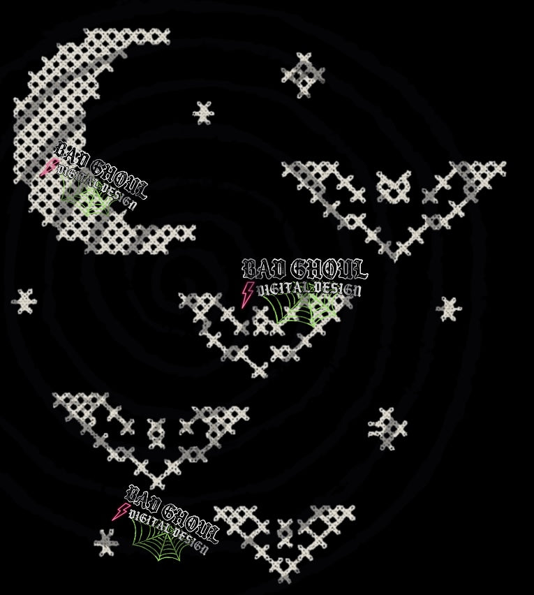 Cross stitch bats PNG DOWNLOAD Black Fab Only