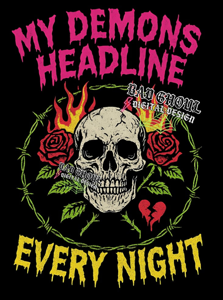 My Demons Headline PNG Download BLACK fabric only