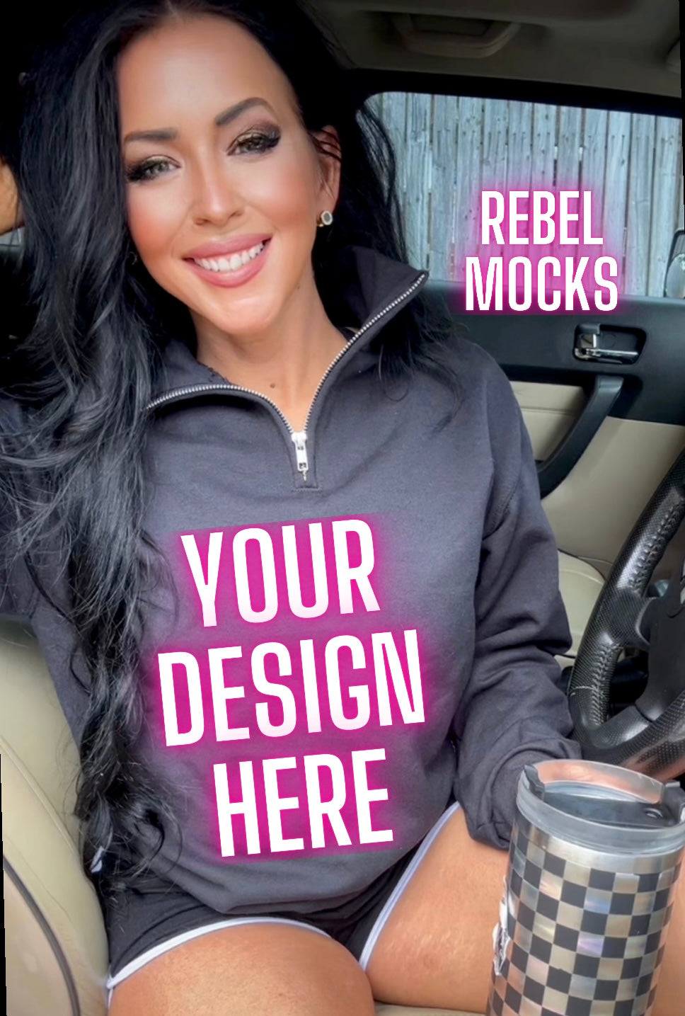 Jerzee Black 1/4 Zip Sweatshirt Model Mock Up