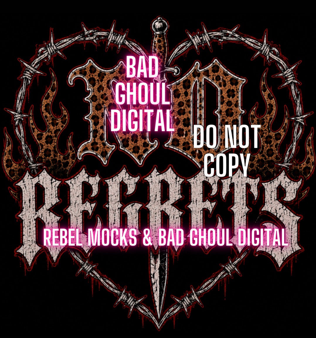 No Regrets | PNG DOWNLOAD | Black Fabric Only