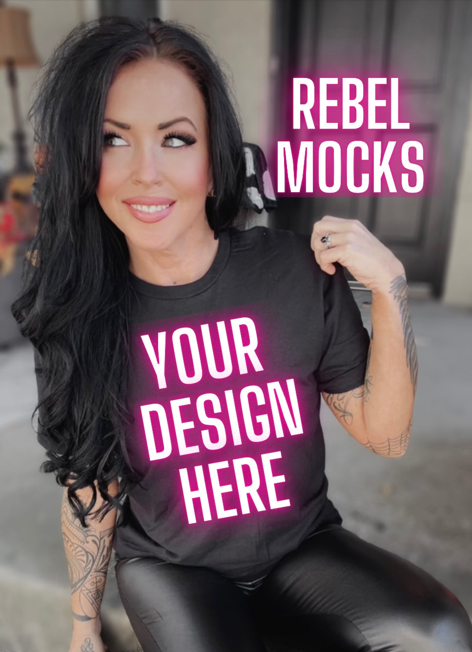 Edgy Black Tee Model Alt Vibes Mock Up