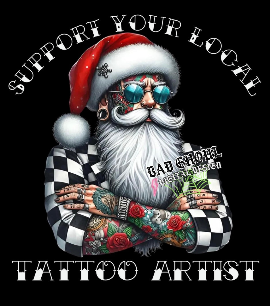 Support Your Local Tattoo Artist PNG Download 2 files black and white text