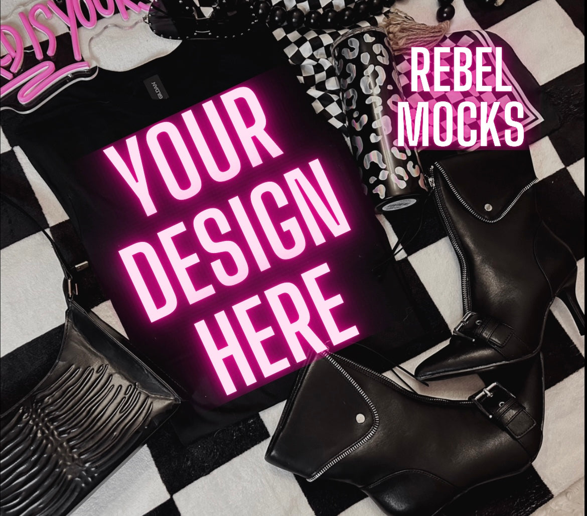 Black Tee Alternative Flat Lay Mock Up