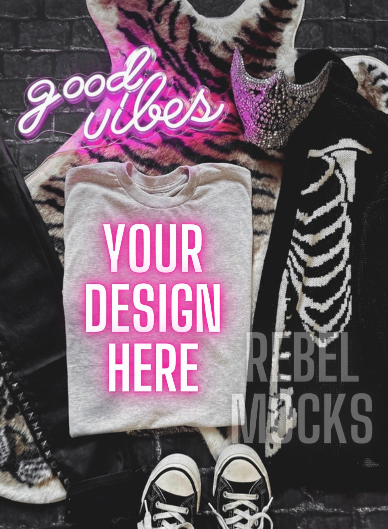 Ash Flat Lay Tee Mock Up Bundle