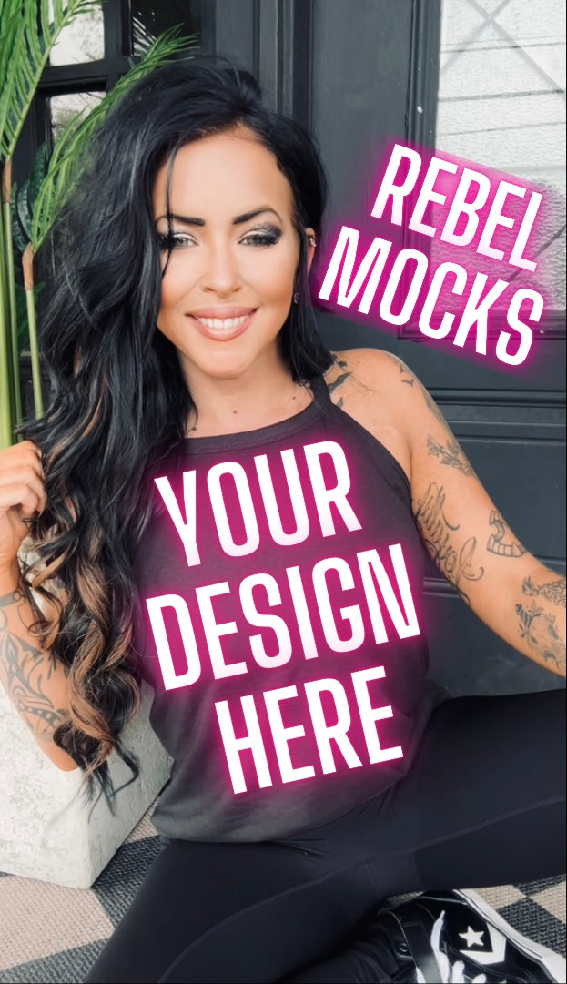 Black Rocker Tank Trending Model Mock Up