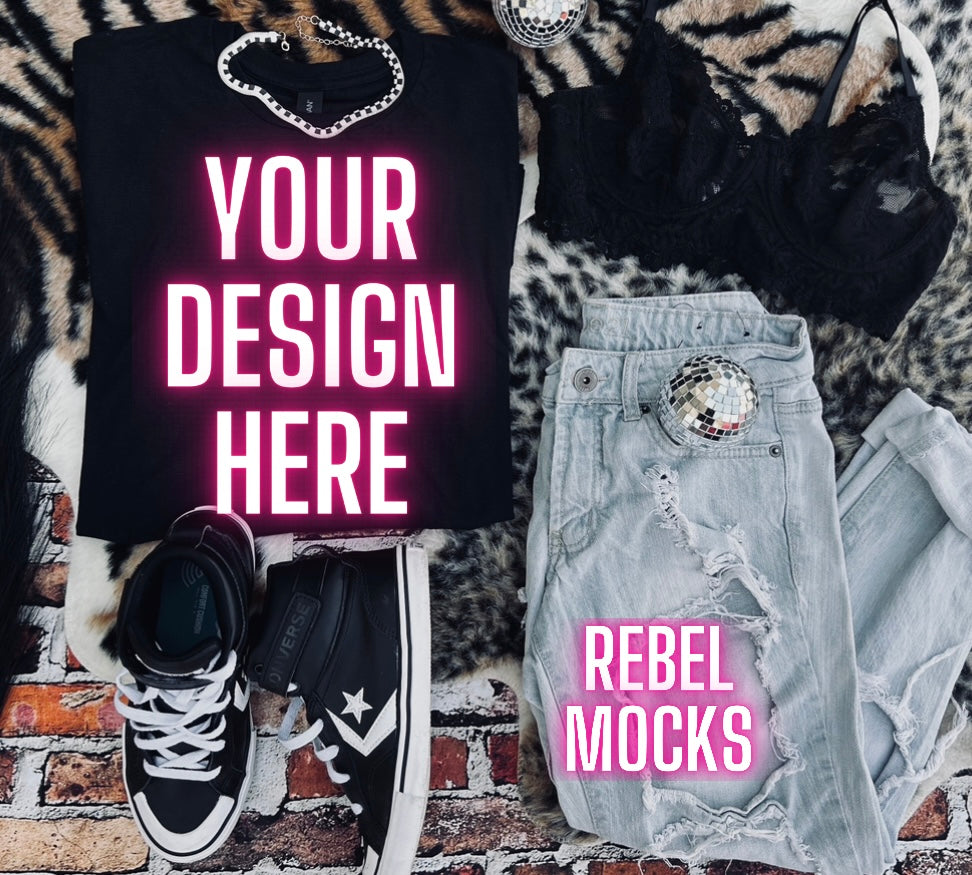 Black Alt Trendy Mock Up Flat Lay