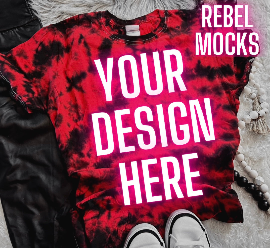 Black and red crystal dye Flat Lay Mock UP