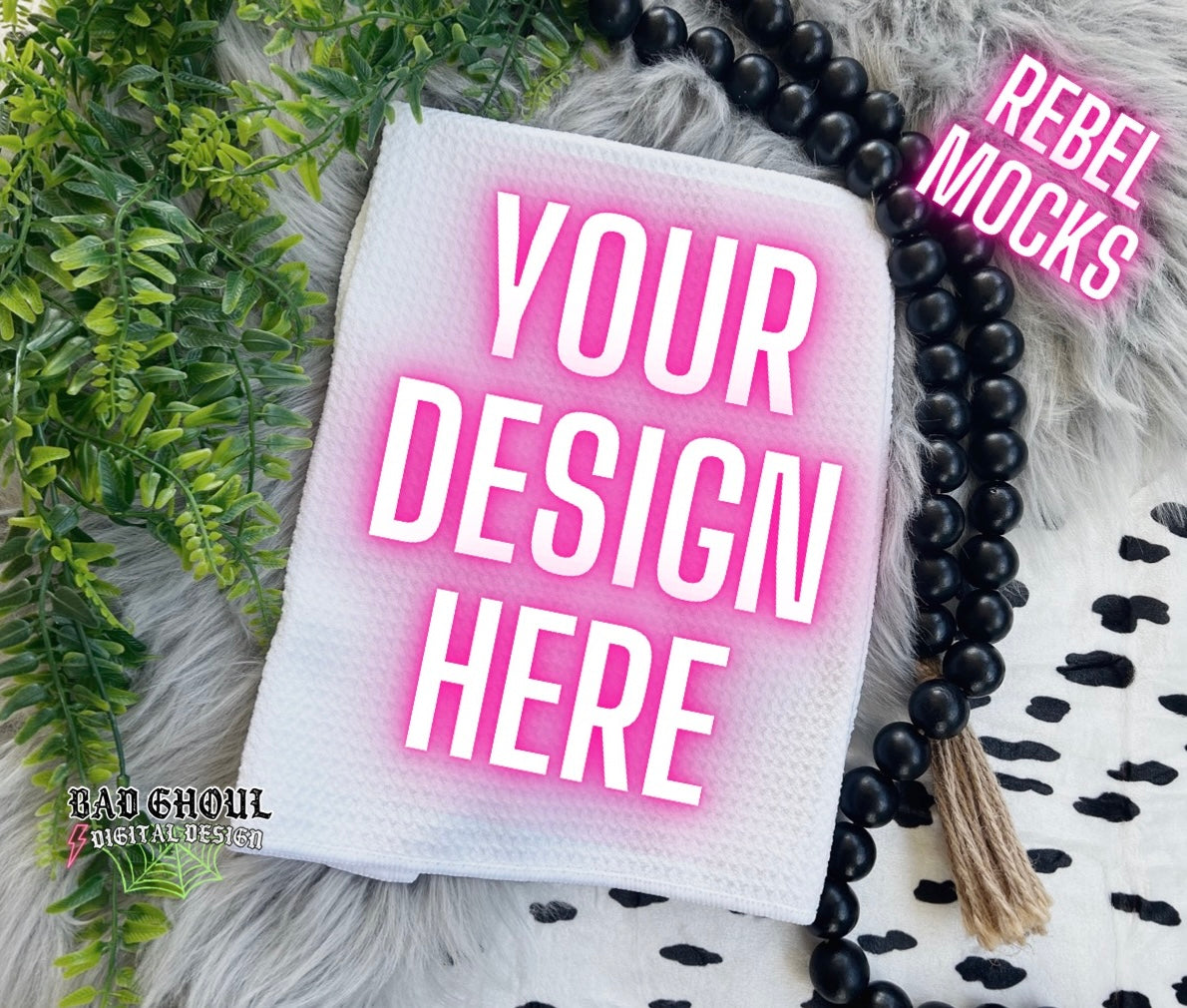 Tea Towel Flat Lay Mock Up Trendy Vibes