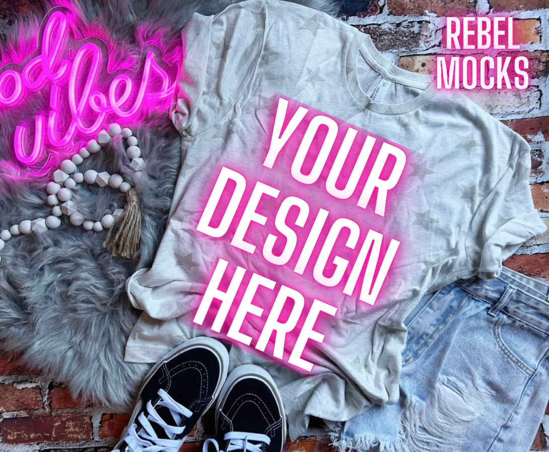 Code Five Stars Flat Lay Tee Mock TRENDING