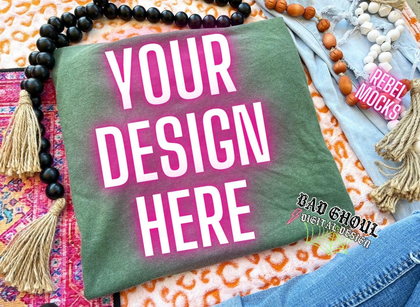 CC hemp Tee Boho Vibes TRENDING Flat Lay Mock up