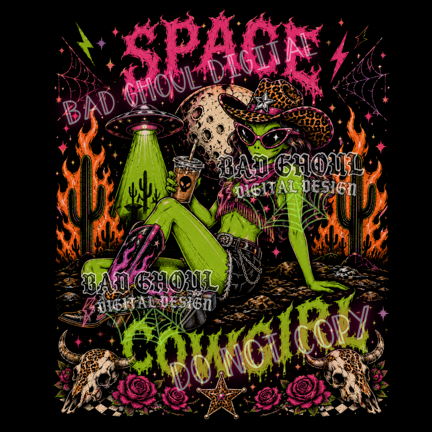 Space Cowgirl | PNG DOWNLOAD BLACK FAB ONLY