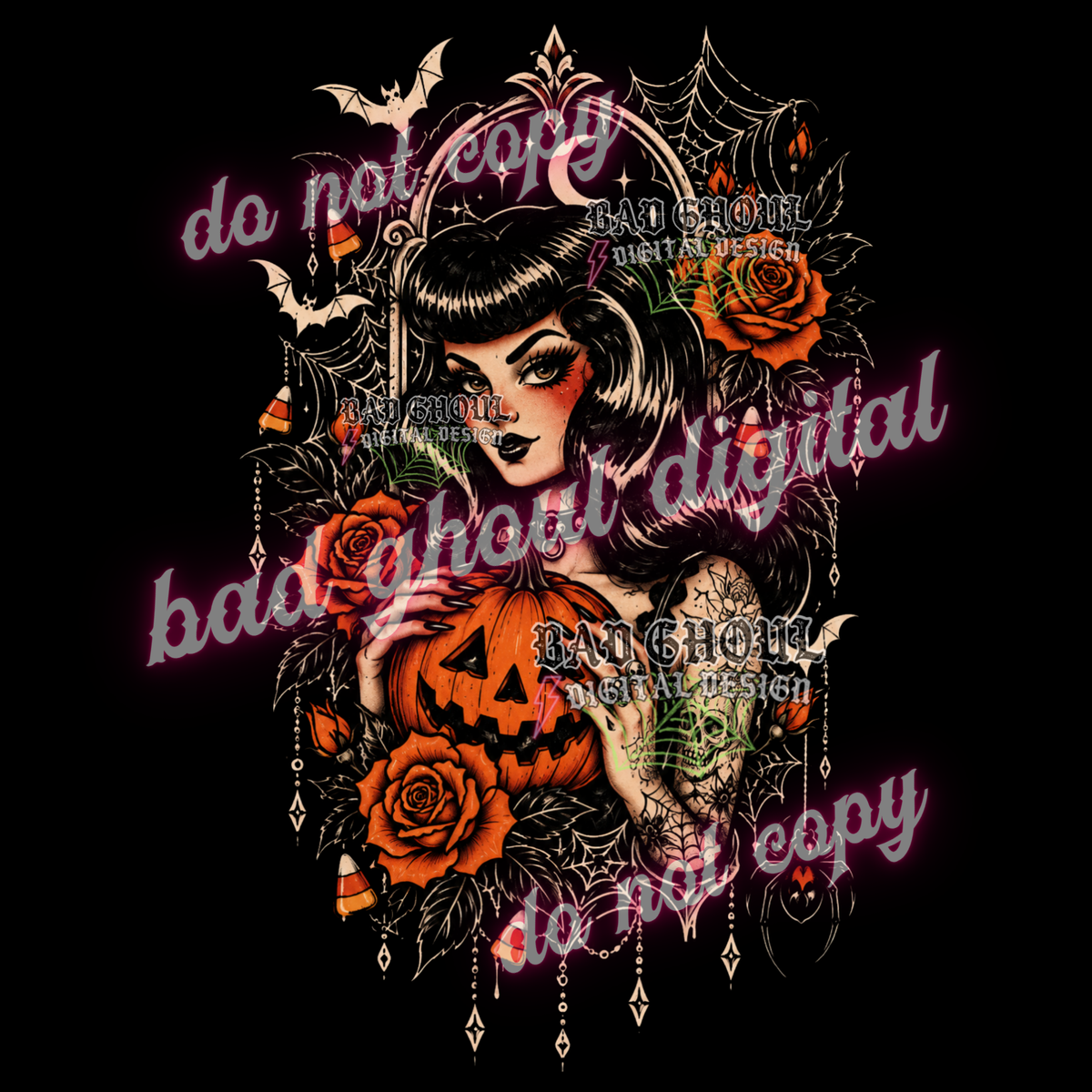 Vintage Halloween Pink Up | PNG DOWNLOAD BLACK FAB ONLY