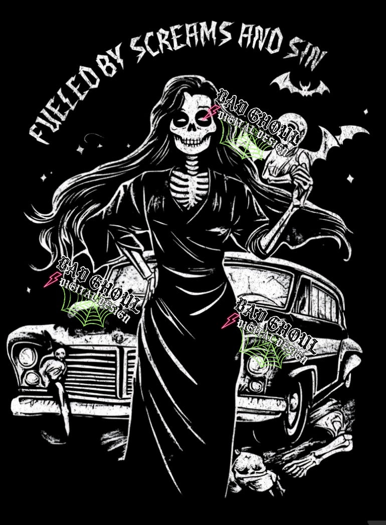 Fueled By Screams and Sin PNG Download black fabric only