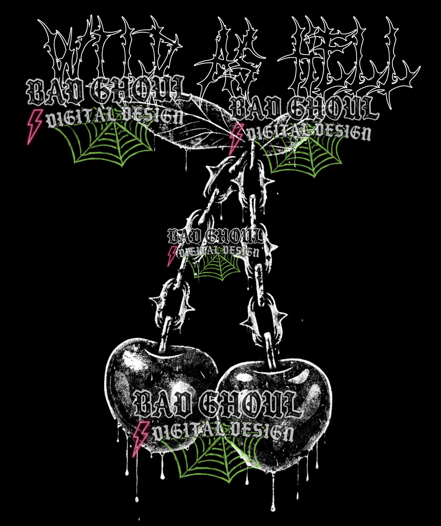 Wild as hell - Cherries + Chains | PNG DOWNLOAD BLACK FAB ONLY
