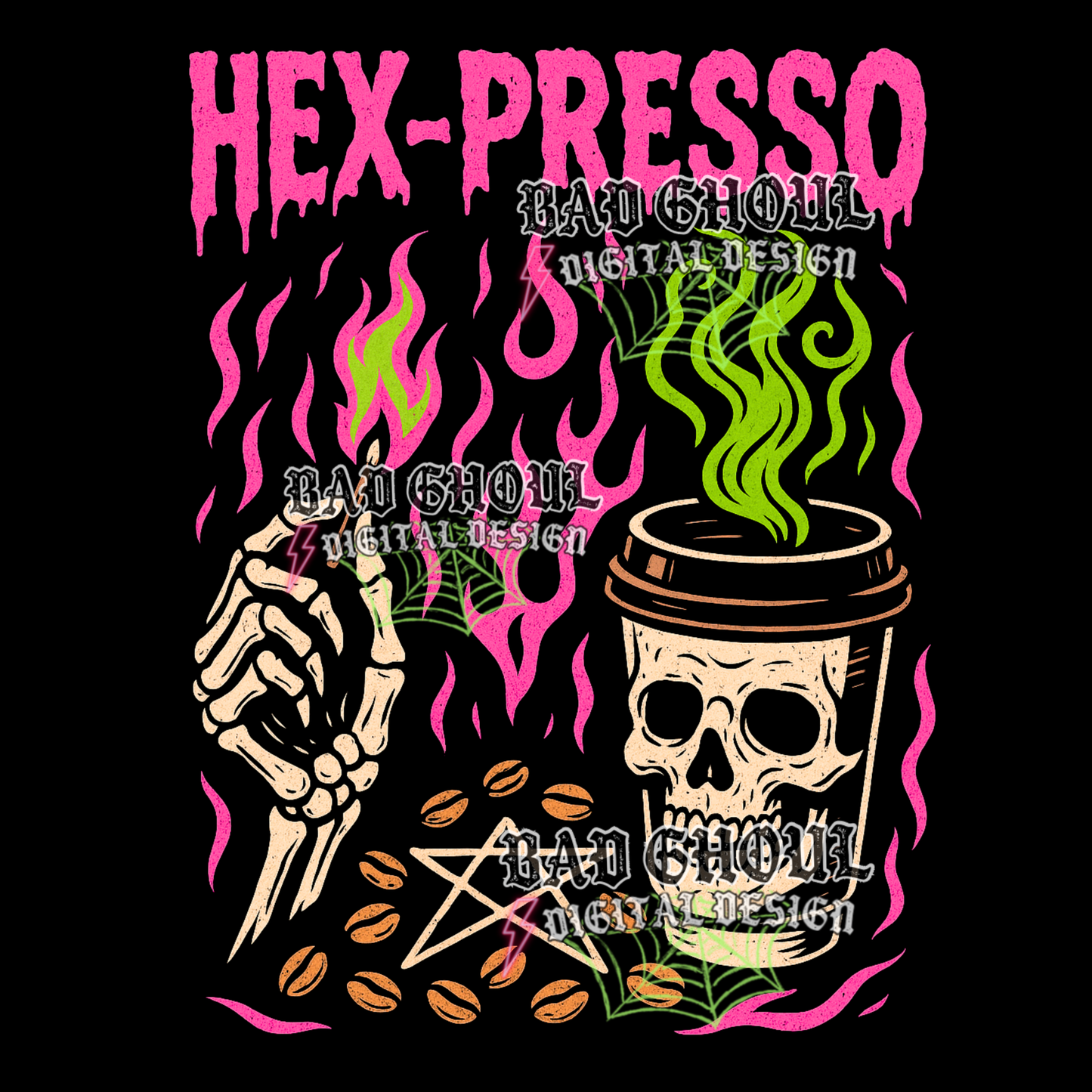 Hex-presso | PNG DOWNLOAD | Black Fabric Only