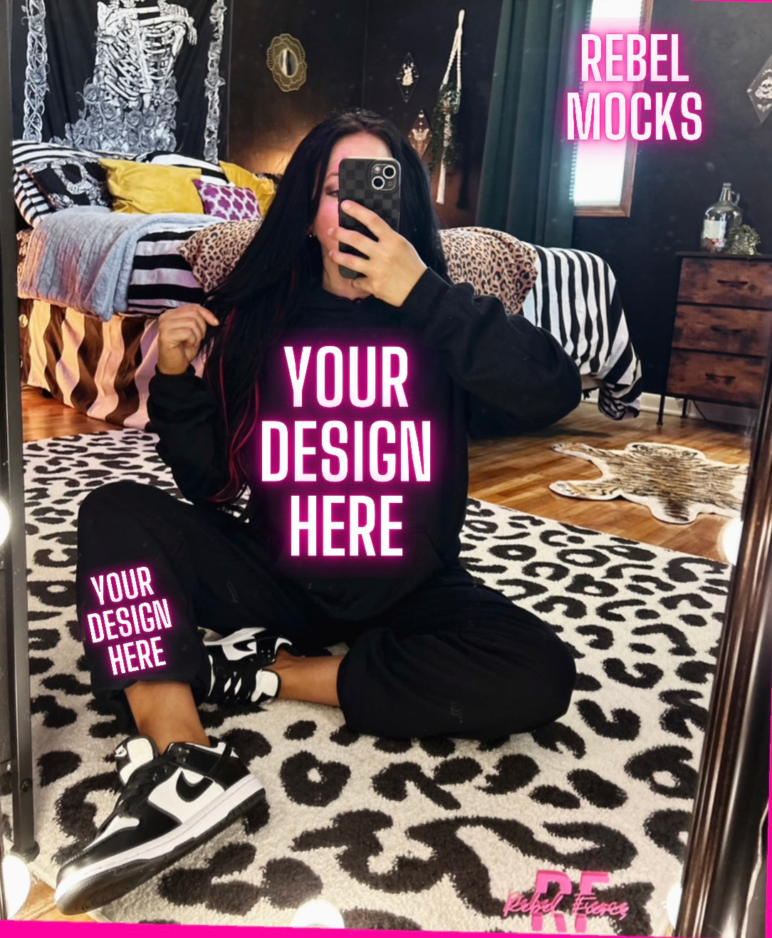 Black Sweatset Gildan Model Mock Up TRENDING