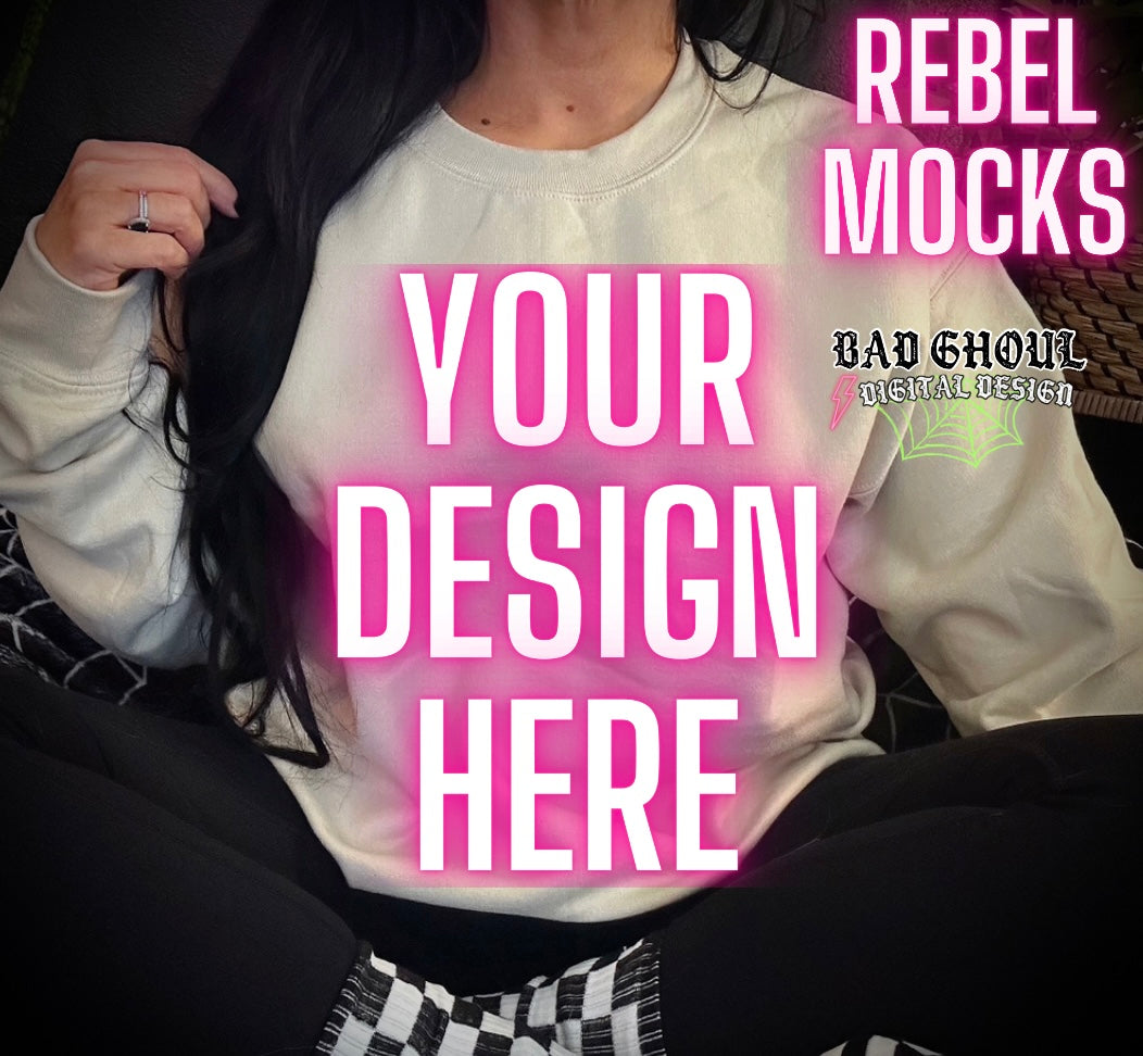 Sand Crew Neck Trendy Model Mock Up