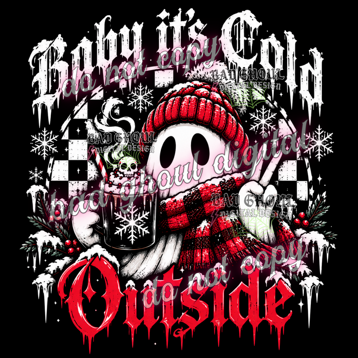 Baby it's cold outside | Emo Winter | PNG DOWNLOAD BLACK FAB ONLY