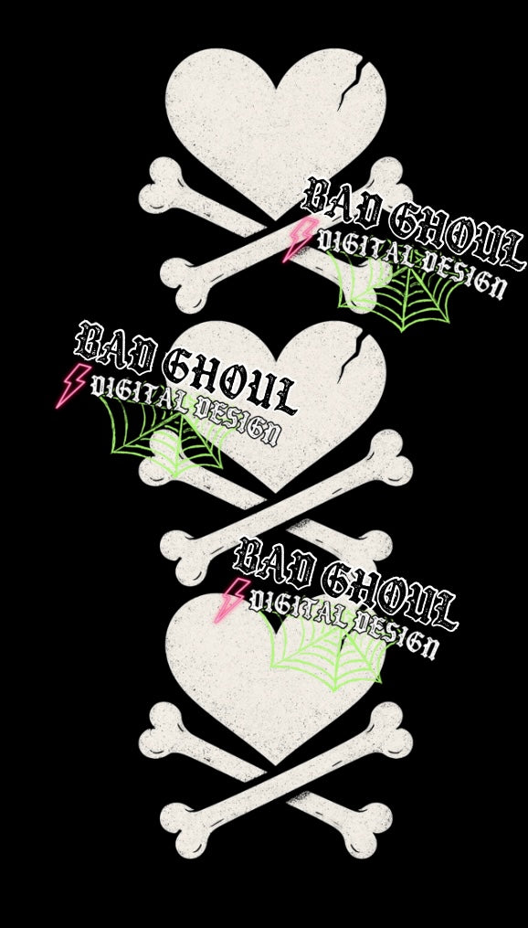 Heart & Bone Sleeve PNG DOWNLOAD BLACK FAB ONLY