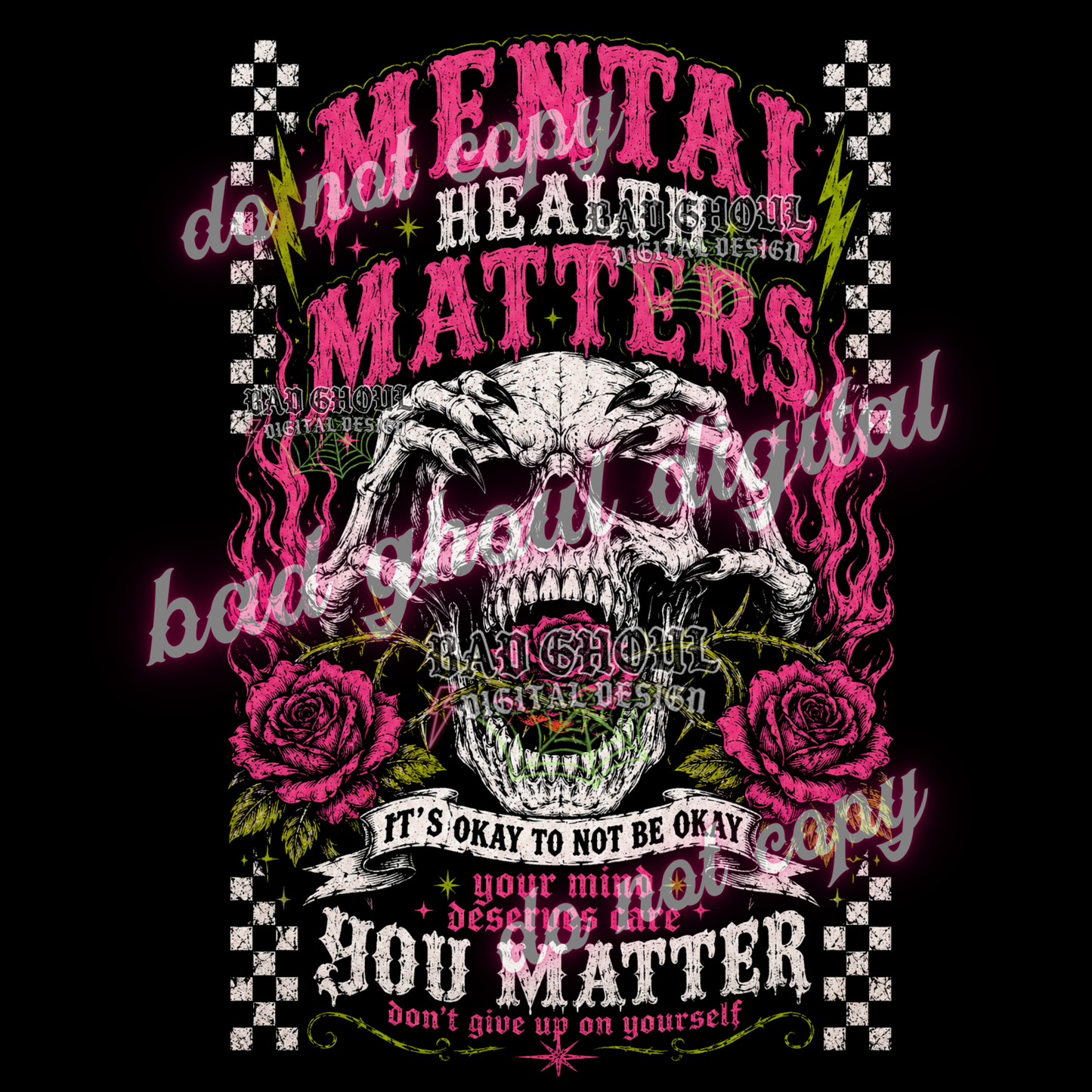 Mental Health Matters - pink tones | PNG DOWNLOAD BLACK FAB ONLY