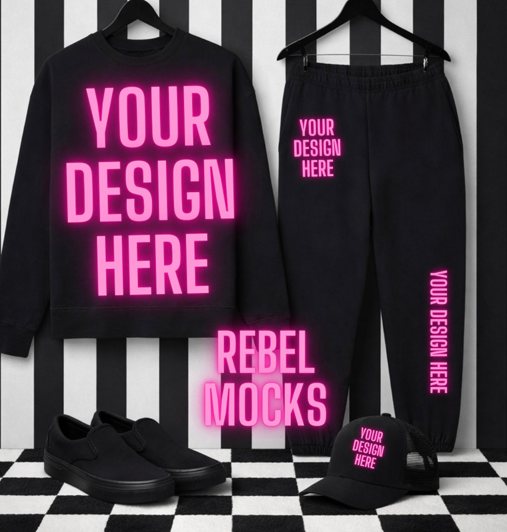 Black Sweat Set | Edgy Alternative Mock Up