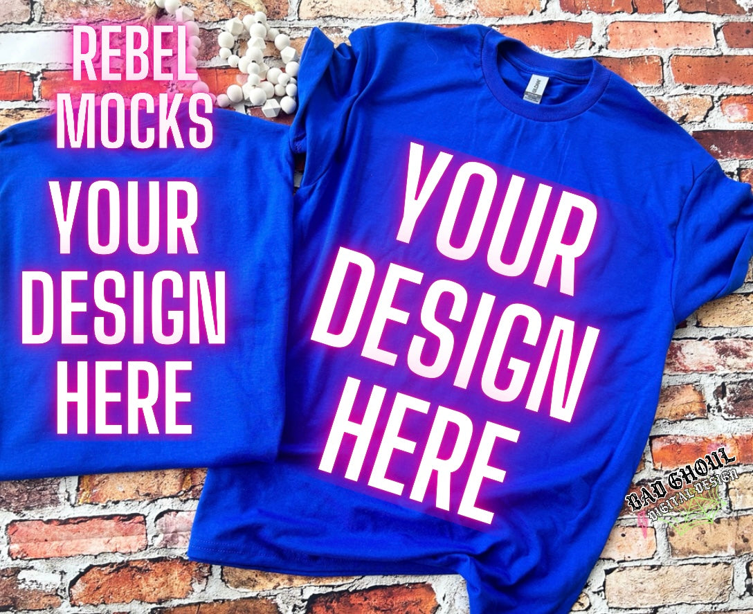 Front and Back Royal Tee Flat Lay Mock Up trendy