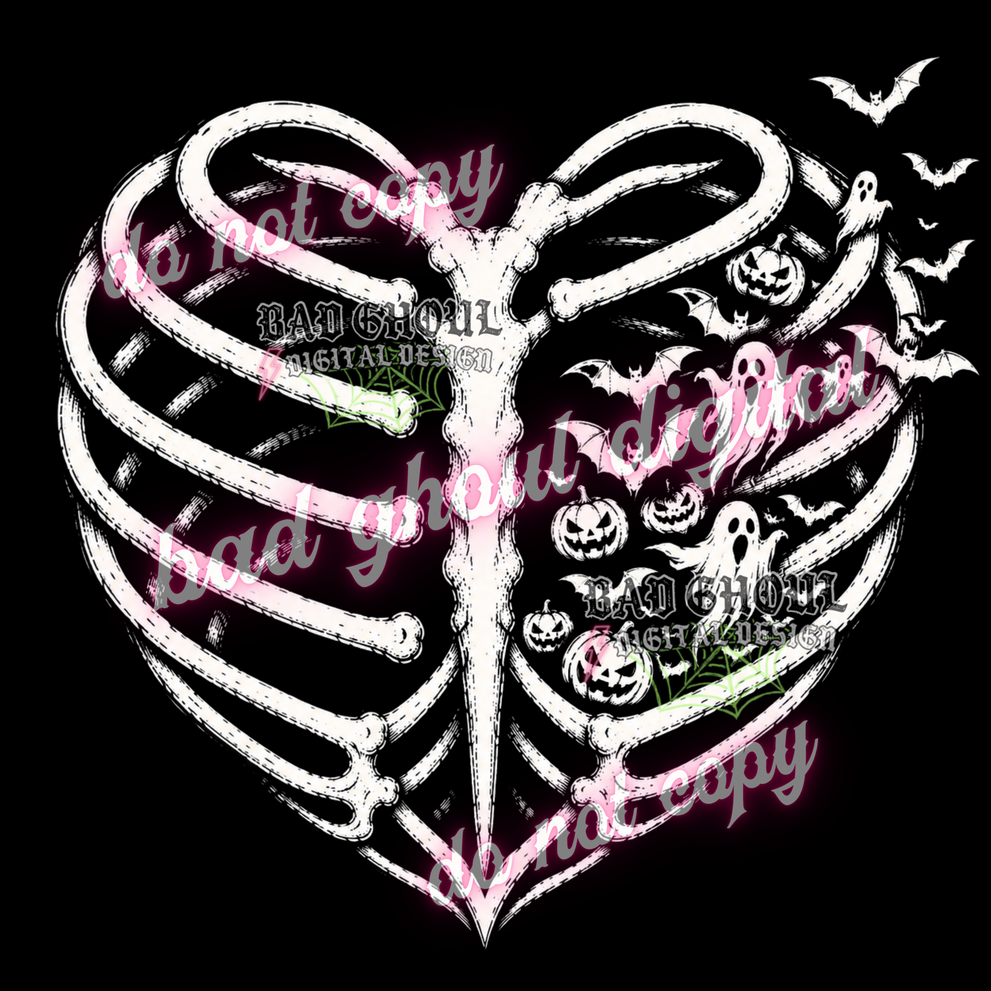 Ribcage Halloween | PNG DOWNLOAD | BLACK FAB ONLY