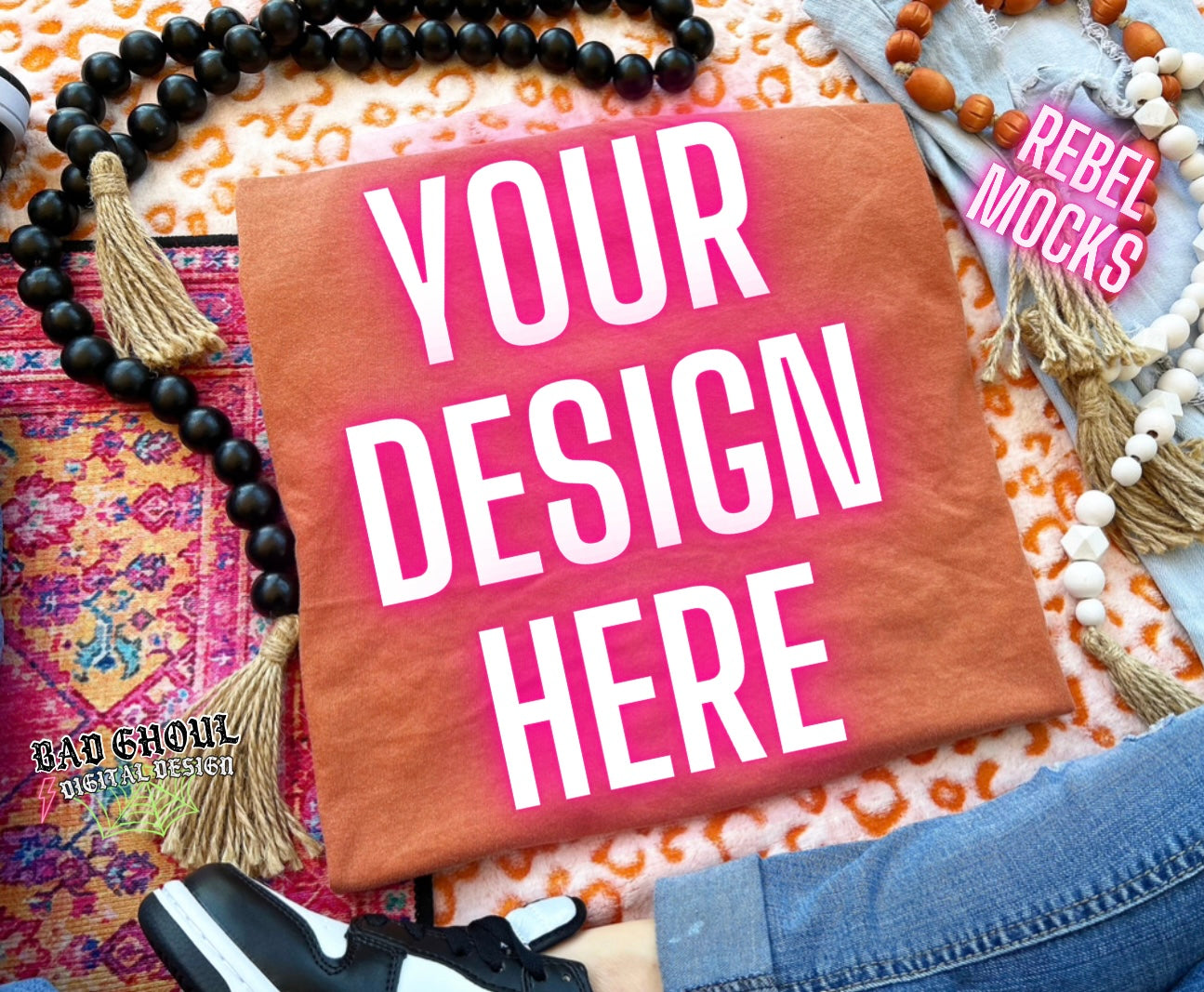 CC yam Tee Boho Vibes TRENDING Flat Lay Mock up