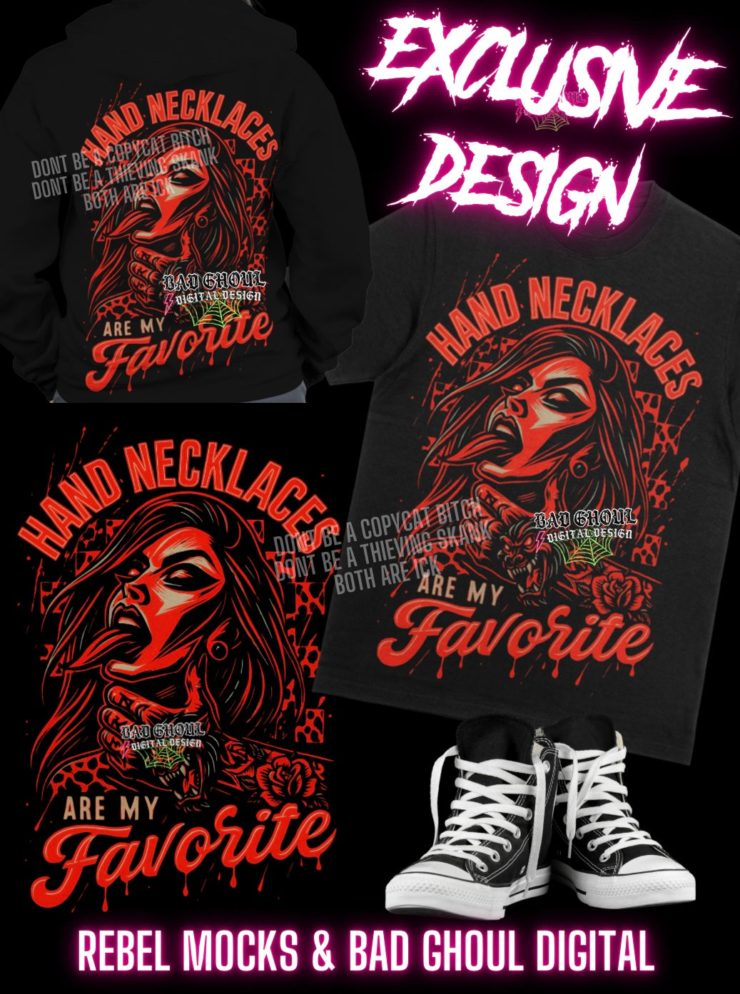 EXCLUSIVE Hand Necklaces- Black Fabric Only PNG Download