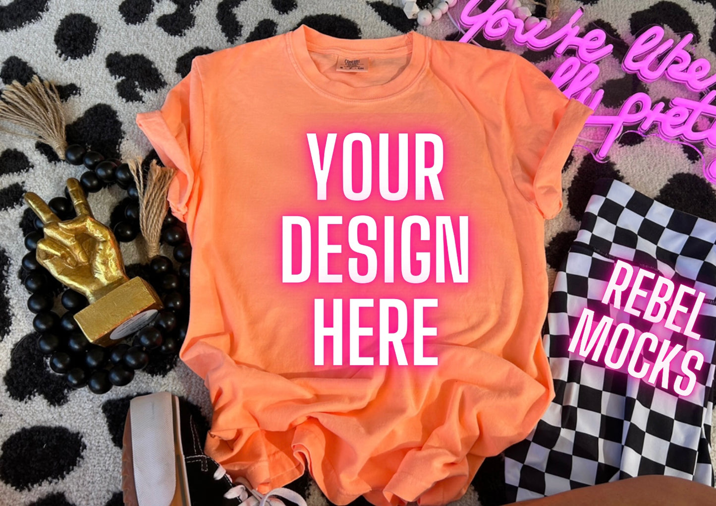 Comfort Colors Cantaloupe Flat Lay Mock Up TRENDING