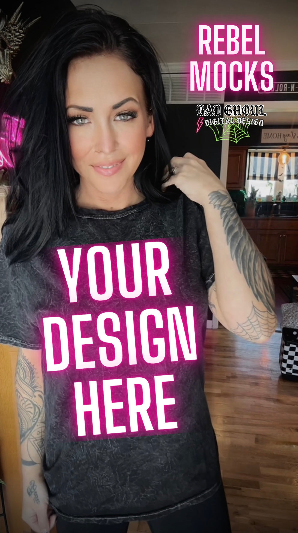 Alt Vibez Mineral Wash Tee Trendy Model Mock Up