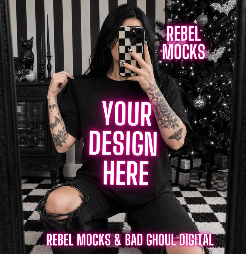 Black Tee|Edgy Holiday Alternative Mock Up
