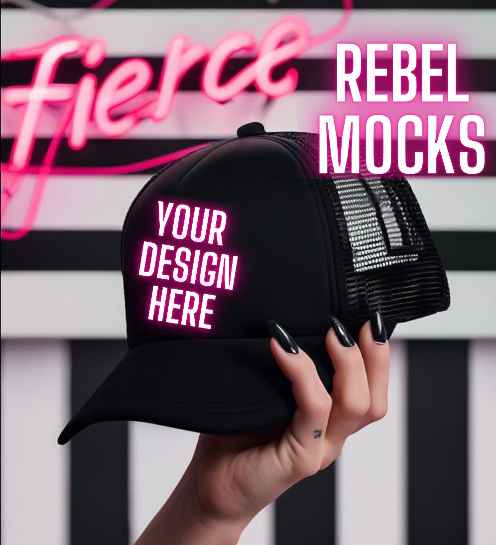 Trendy Black Hat Mock Up