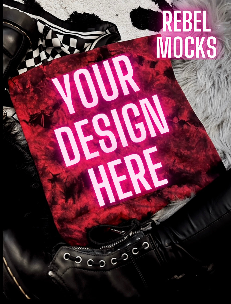 Alternative Vibes red and black crystal dye tee Trendy Mock Up