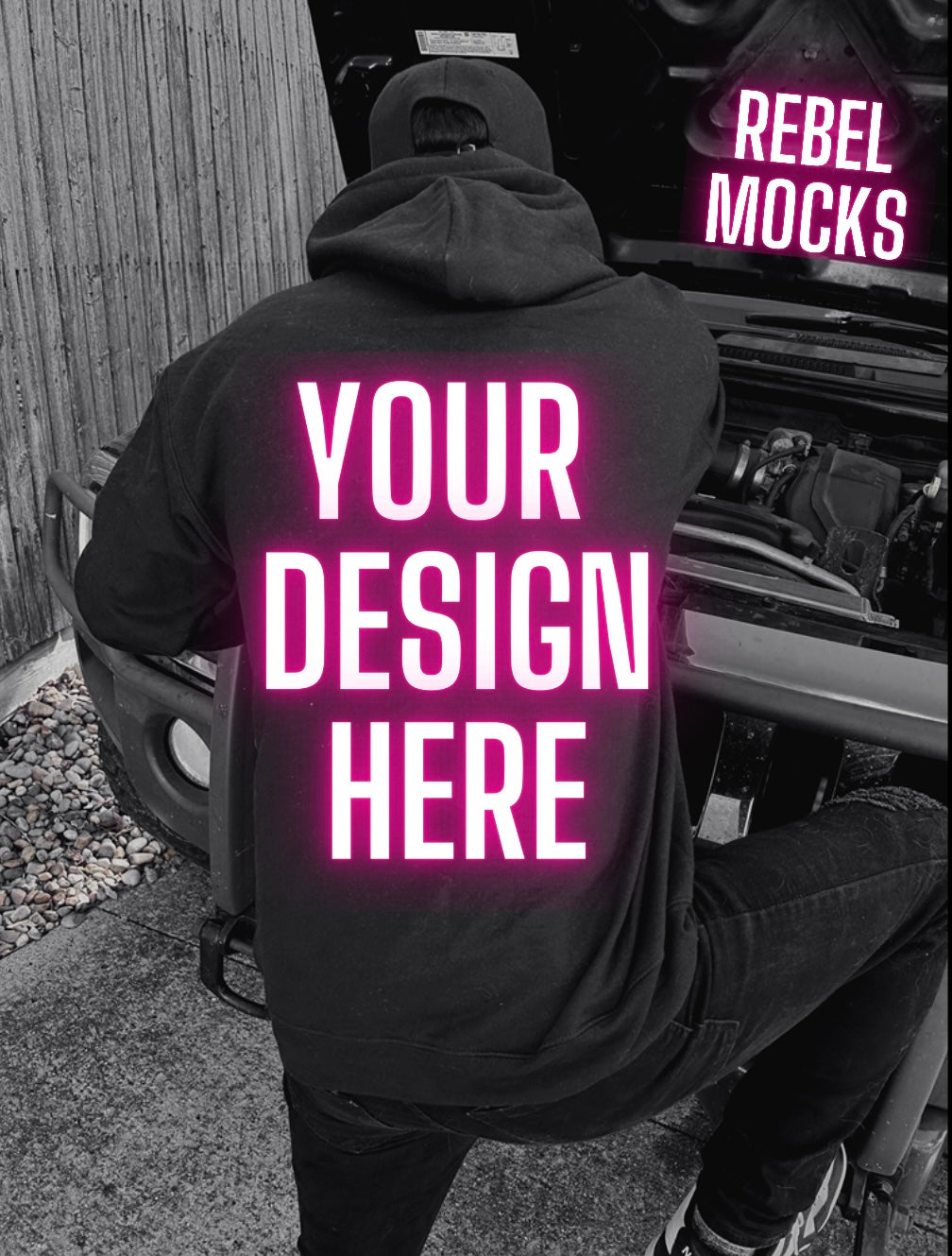 Mens Alt Style Black Hoodie Model Mock Up