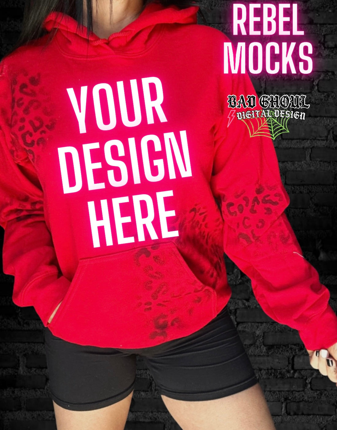 Red & Black Cheetah Hoddie IRL Model Mock VIBIN