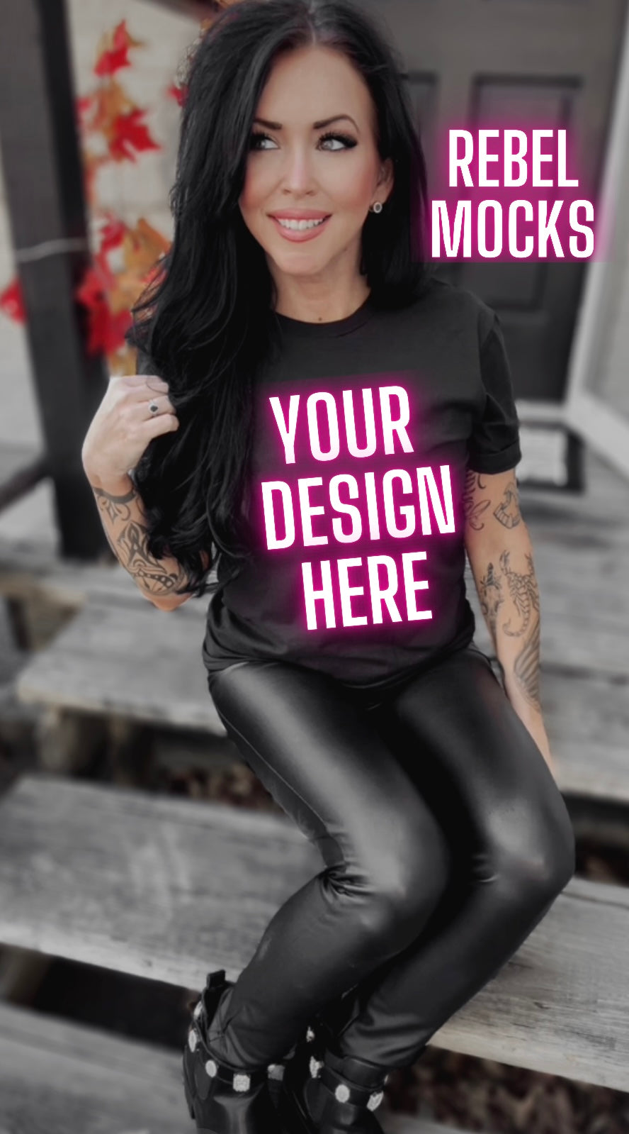 Edgy Black Tee Model Alt Vibes Mock Up