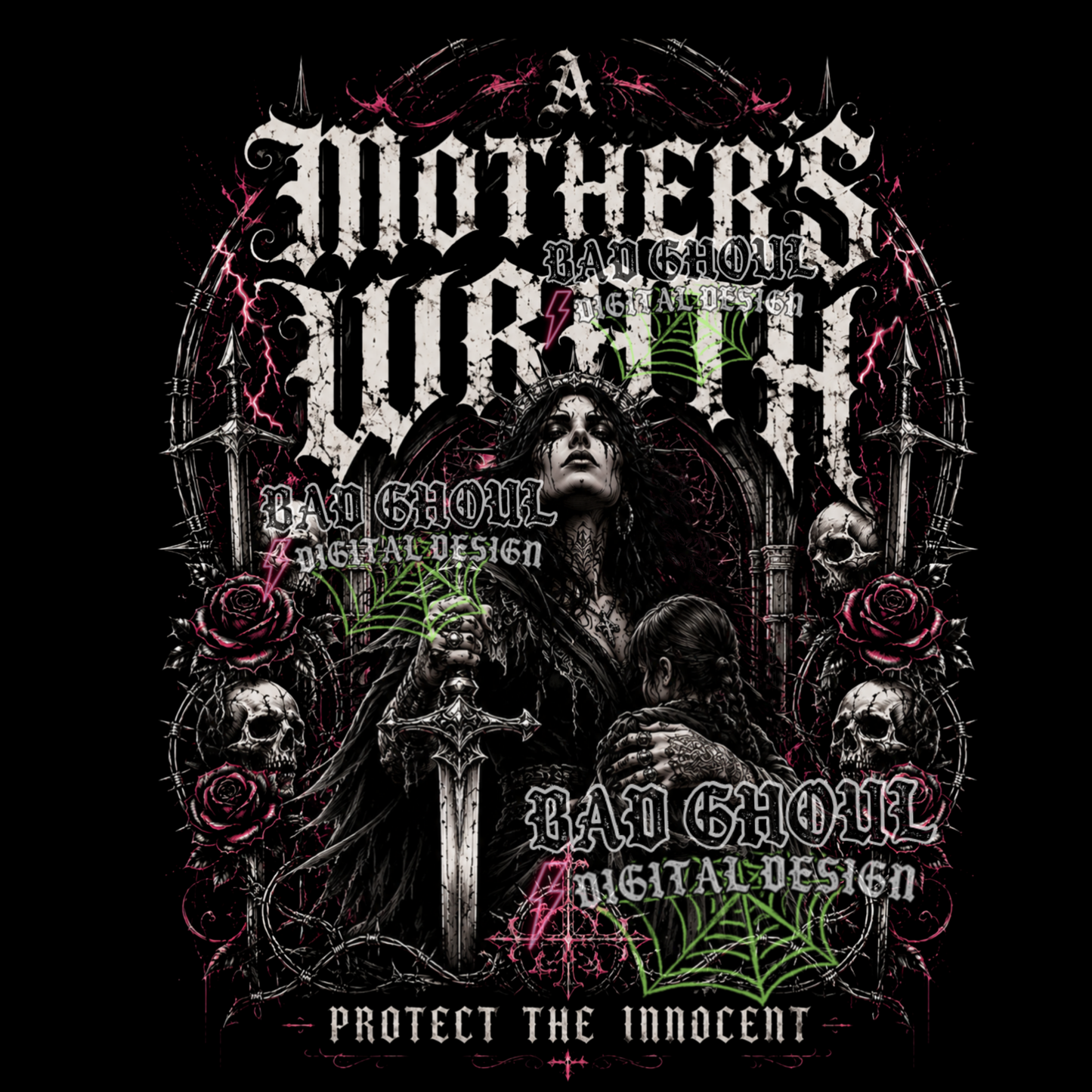 A Mother's wrath | PNG DOWNLOAD | Black Fabric Only