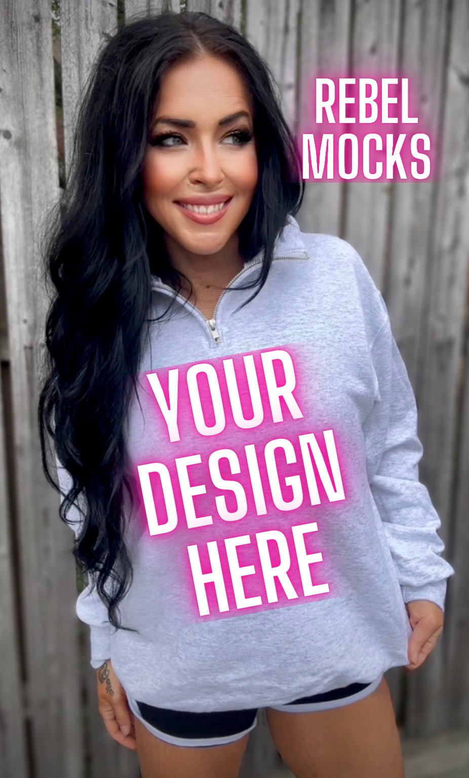 Ash Jerzee 1/4 Zip Sweatshirt Model Mock Up