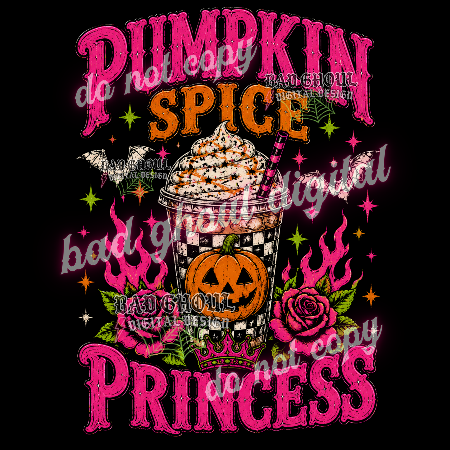 Pumpkin Spice Princess | PNG DOWNLOAD BLACK FAB ONLY