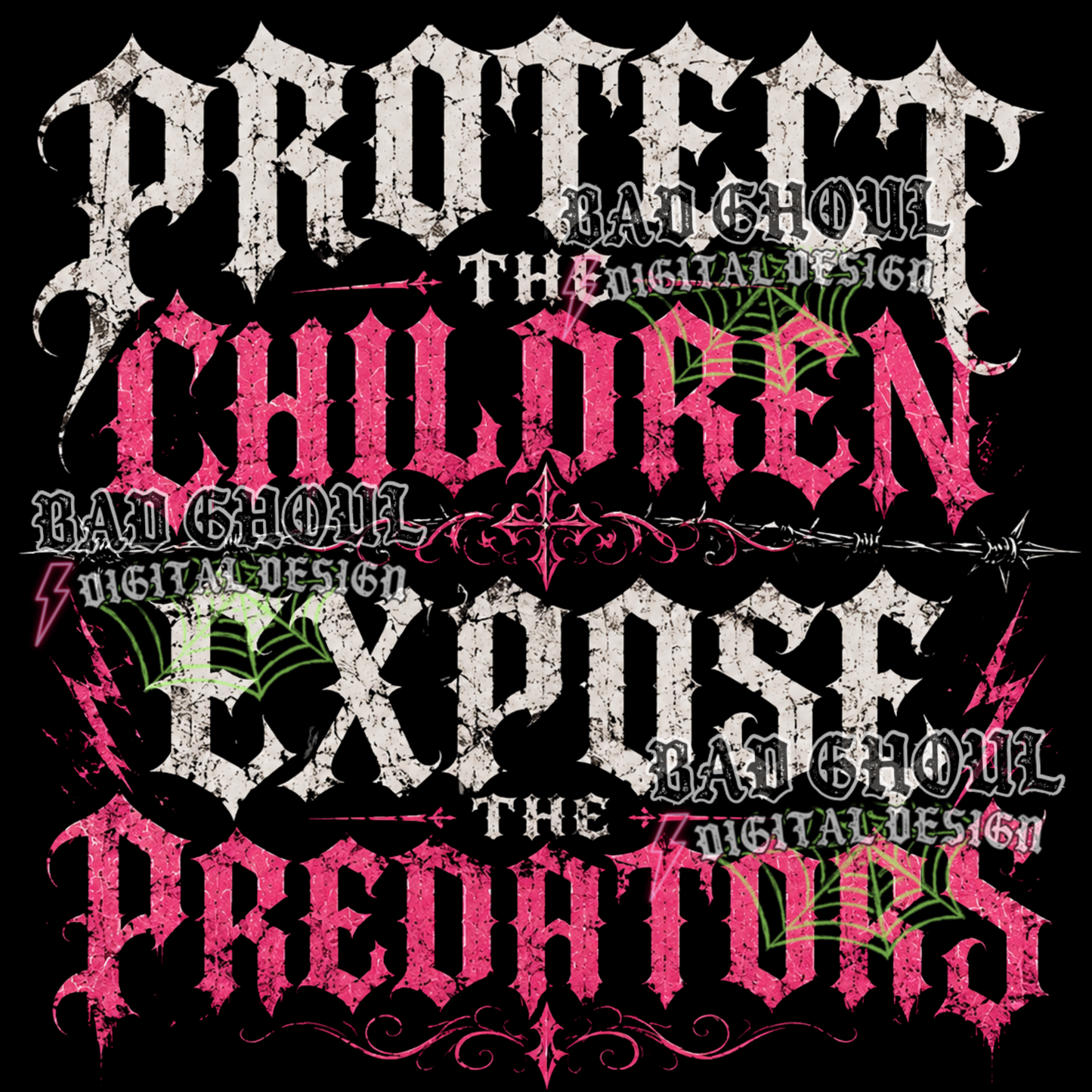 Protect Children Expose Predators | PNG DOWNLOAD | Black Fabric Only