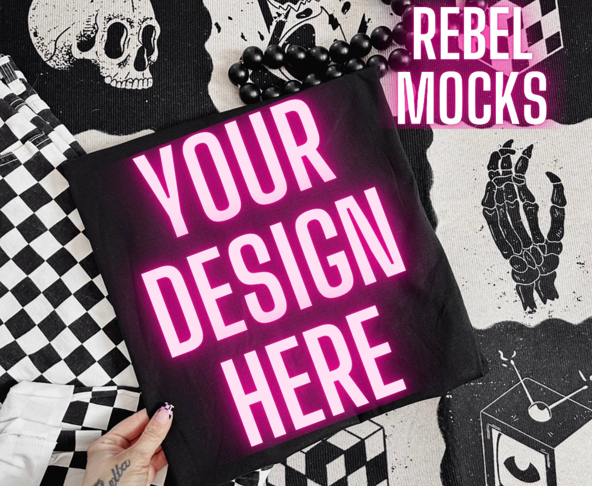 Black Edgy Alt Trendy Mock Up Flat Lay