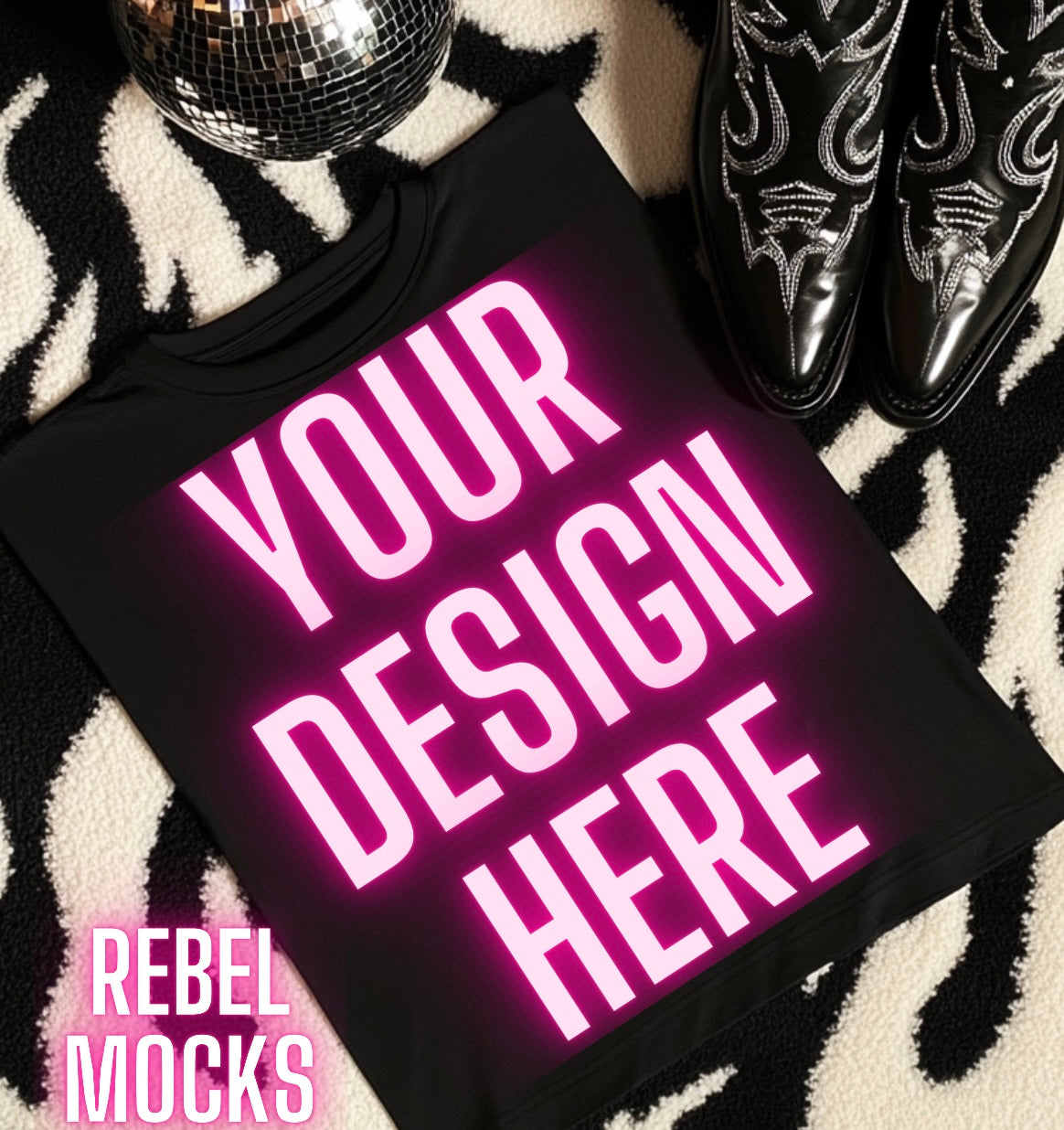 Black Tee Flat Lay Mock Up Boujee Western Yallternative