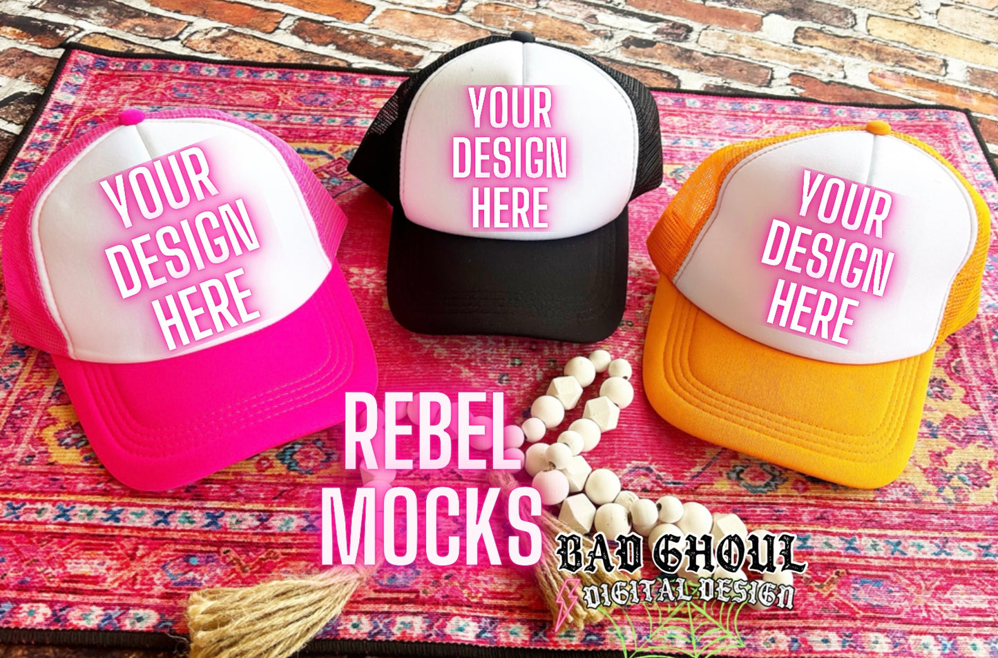 Trucker Hat Flat Lay Mock Up trendy
