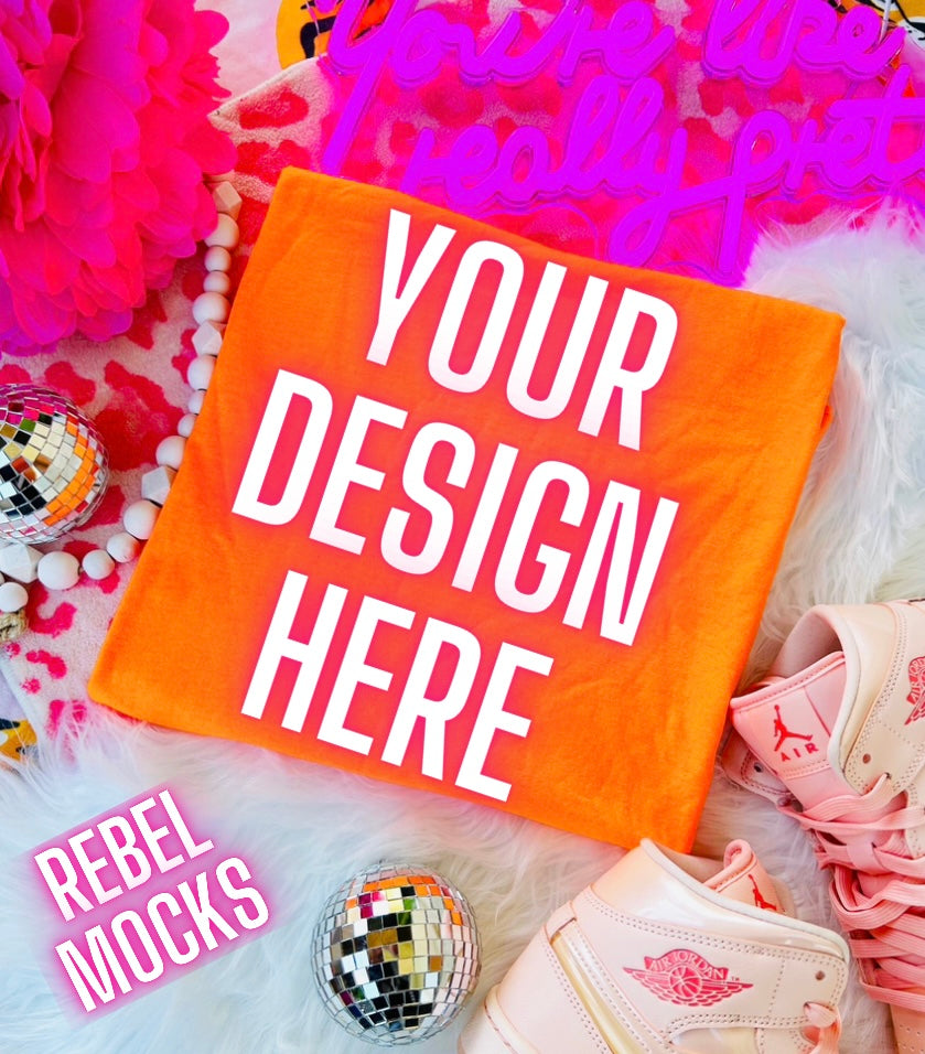 Neon Orange Trending Mock Up Flat Lay